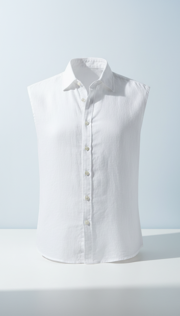 White Linen Button-Down Shirt