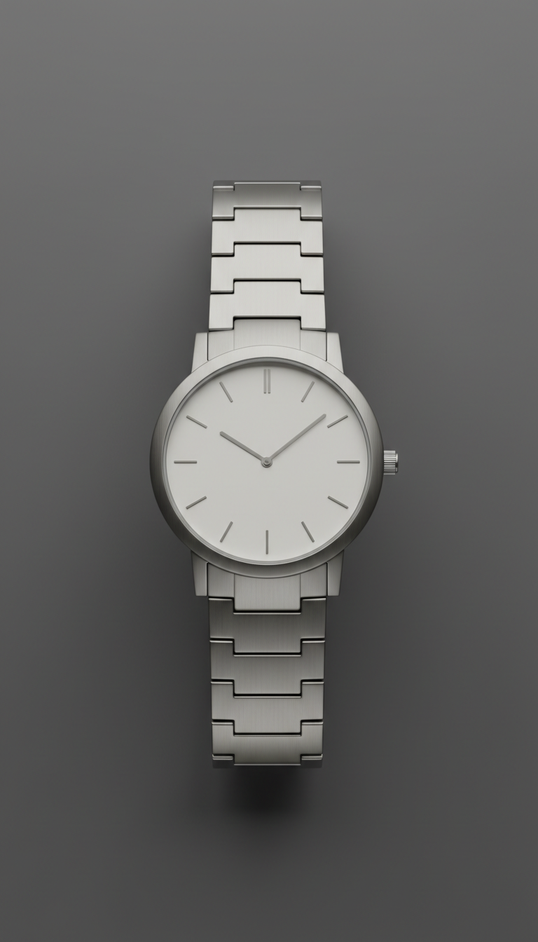 Minimalist brushed metal wristwatch
