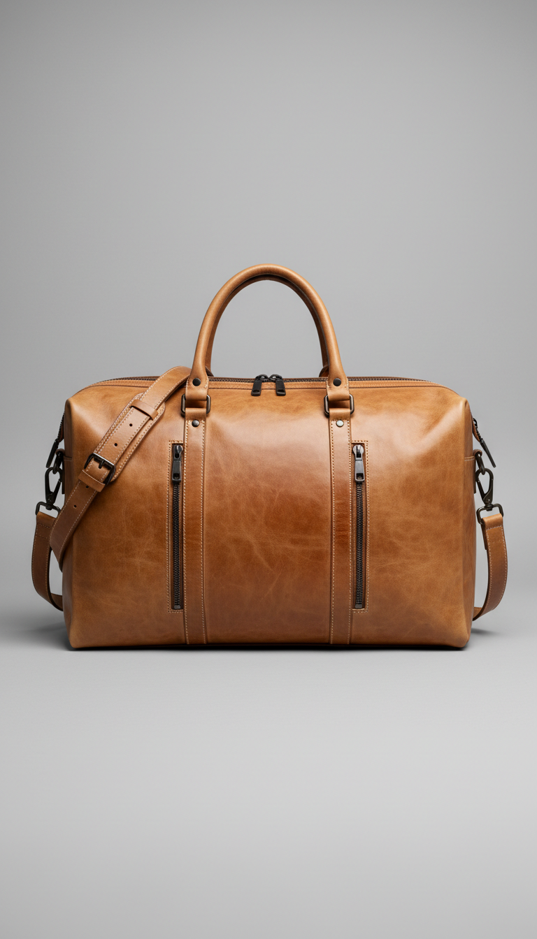Italian leather weekender bag