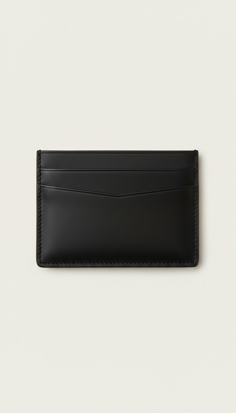 Matte black leather card holder