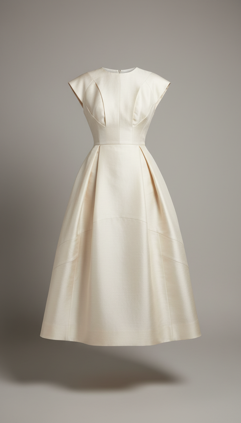 Ivory Silk Structured Dress